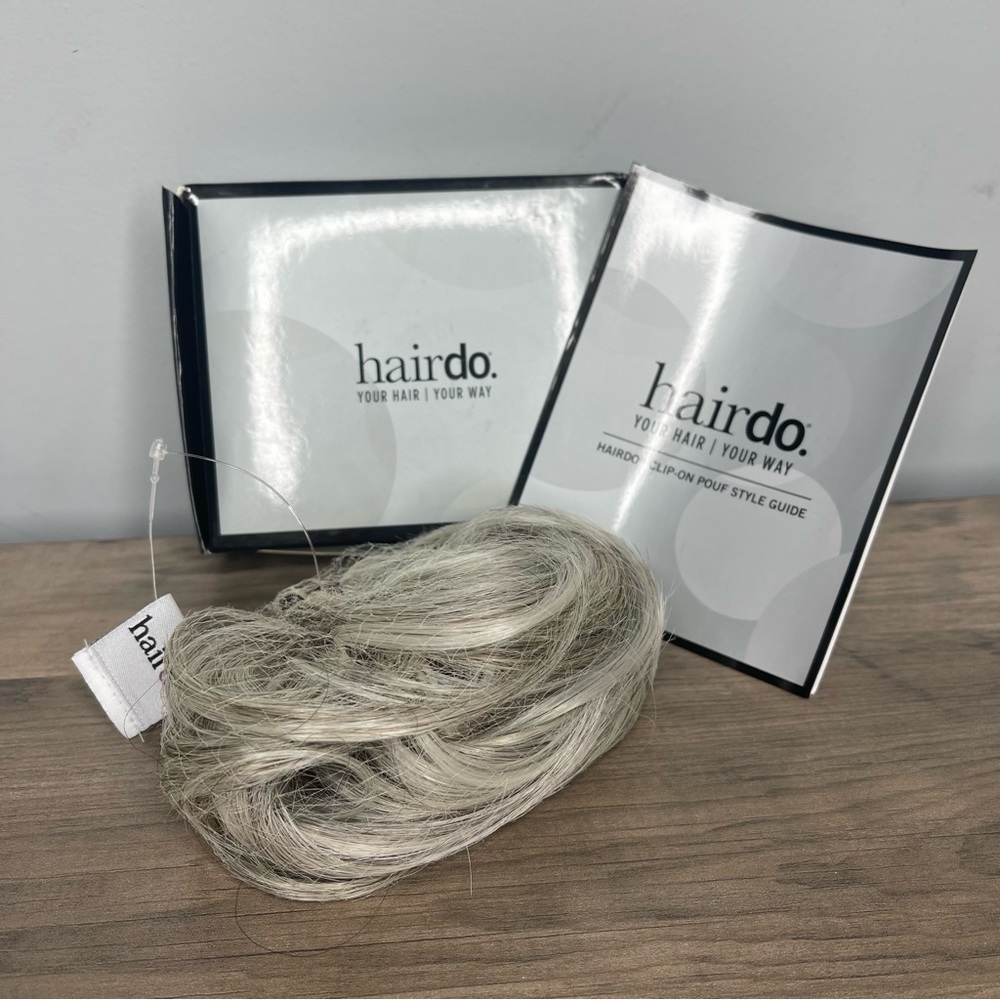 Brand new hairdo hair do clip on hair Poof‎ pouf silver mist light grey